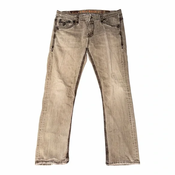 Rock Revival Garrett Men's Straight-Leg Brown Jeans - Picture 2 of 5